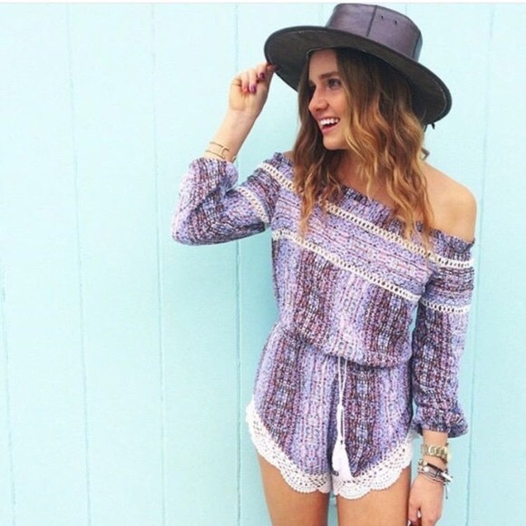 LF Dresses & Skirts - LF Rumor Purple Off the Shoulder Romper